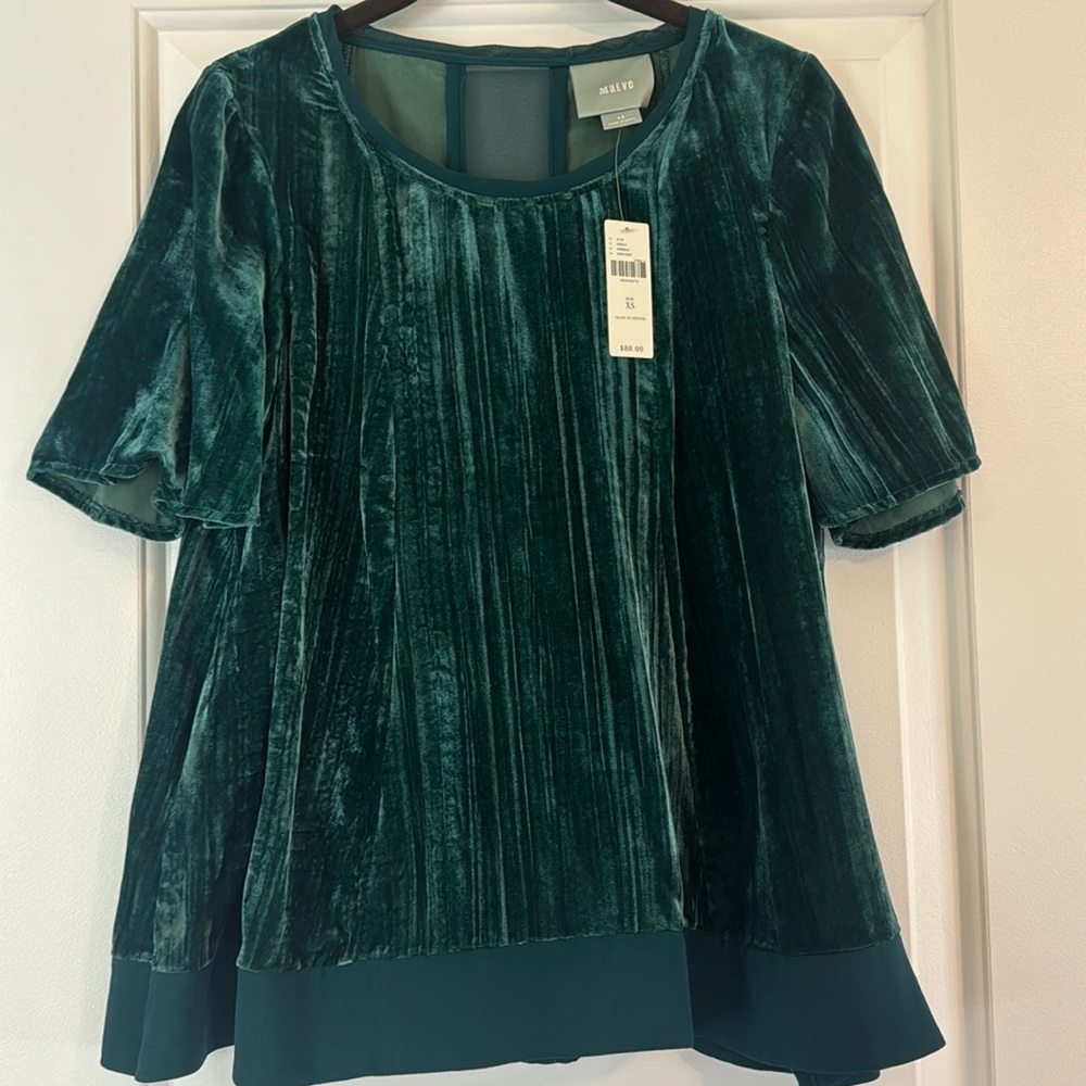 Anthropologie Maeve Velvet Top